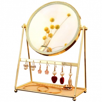 Standing mirror with earring holder 